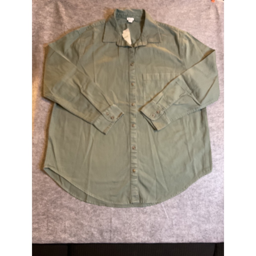 Aerie Womens Olive Green Cotton Twill Button Down Shirt Oversized Med 35660513